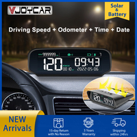 VJOYCAR S100 2023 Updated Solar-powered GPS Gauge Wireless HUD Display Digital Speedometer Odometer KM/H MPH  Clock for All Cars