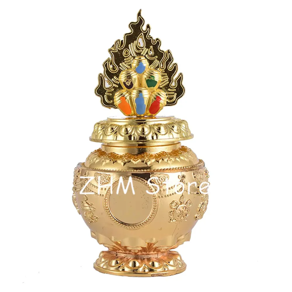 Gold Colored Offered Tibetan Buddhist Supplies Guanyin Moni Lotus Treasured Bottle Eight Auspicious Putting Decoration