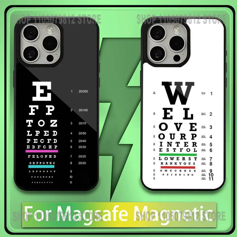 

Medical Eye Vision Chart Phone Case For iPhone17,16,15,14,13,12,11,Plus,Pro,Max,Mini Soft Magesafe Magnetic Wireless Charge