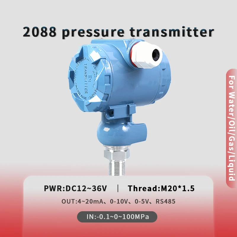 100bar Absolute Pressure Transducer RS485 Hydraulic Oil Pipe Pressure Sensor Air Gas Liquid Pressure Transmitter