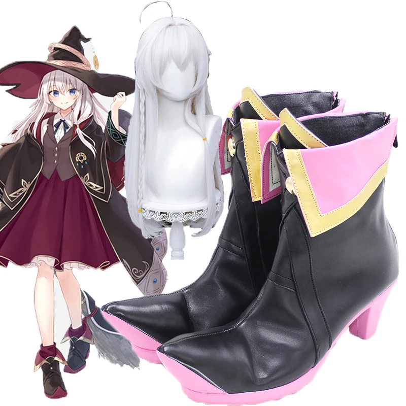 Disfraz de Anime The Journey of Elaina, Cosplay de la Bruja Errante, Zapatos, Botas, Pelucas, Disfraz de Elaina para Mujer, Traje de Chica Mágica, Disfraz de Halloween