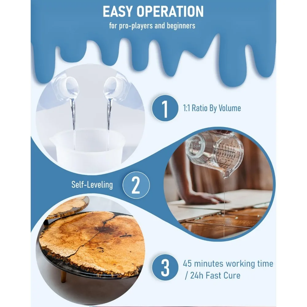 4 Gallon Epoxy Resin Kit for Beginners, Resin Kit with 72 Mica Powder, Foil Flakes, Measuring Cups, Sticks - Resin Epoxy