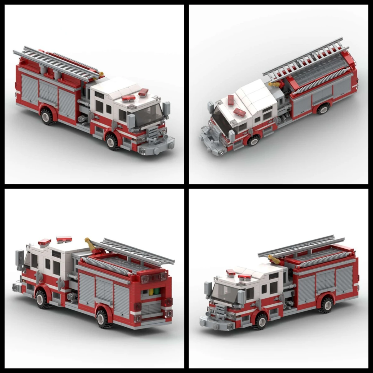 Urbane Miniatur-Straßenansicht Feuerwache MOC Baustein-Set Kleines Feuerlöschfahrzeug-Modell Kinder-Puzzle-Spielzeug Geburtstagsgeschenk für Jungen – Detail 3