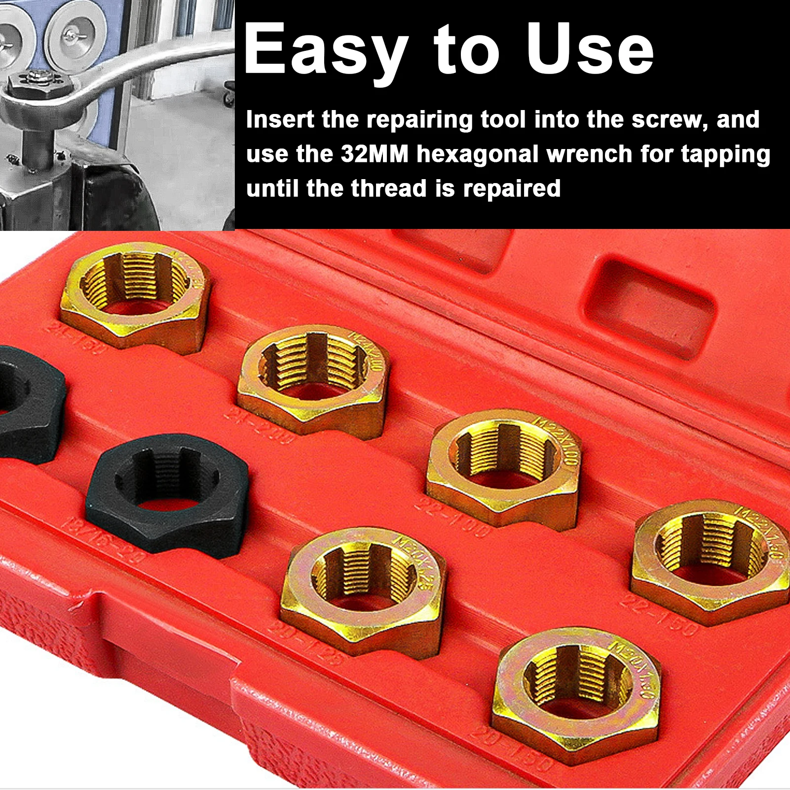 8PCS Car Transmission Shaft Screw Repairing Kit Metric Inch Thread Repairer Set Automobiles Screw Tool