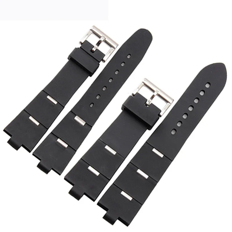 

Black rubber replacement strap suitable for Bvlgari Diagono 24mm * 8mm 22mm * 8mm male and female agreed silicone strap