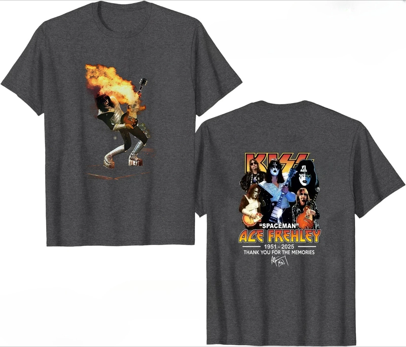 Hot Ace Frehley Spaceman Legendary 1951-2025 تي شيرت تذكاري متعدد الألوان فاخر راقي لكل من الرجال والنساء قمة Y2k للصيف #5