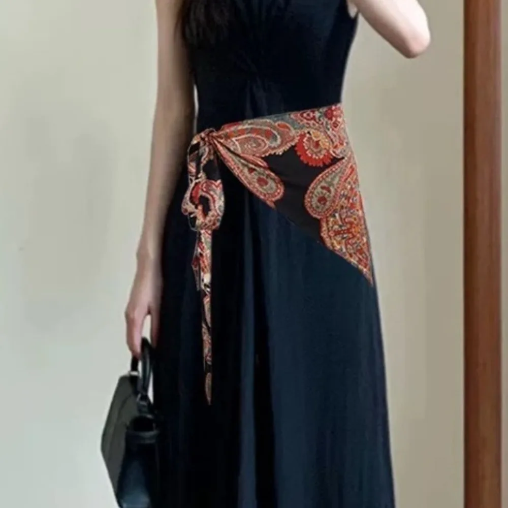 중국 스타일 민족풍 삼각형 허리띠 자수 프린팅 청바지 장식 꽃무늬 삼각형 벨트 태슬 의류 액세서리