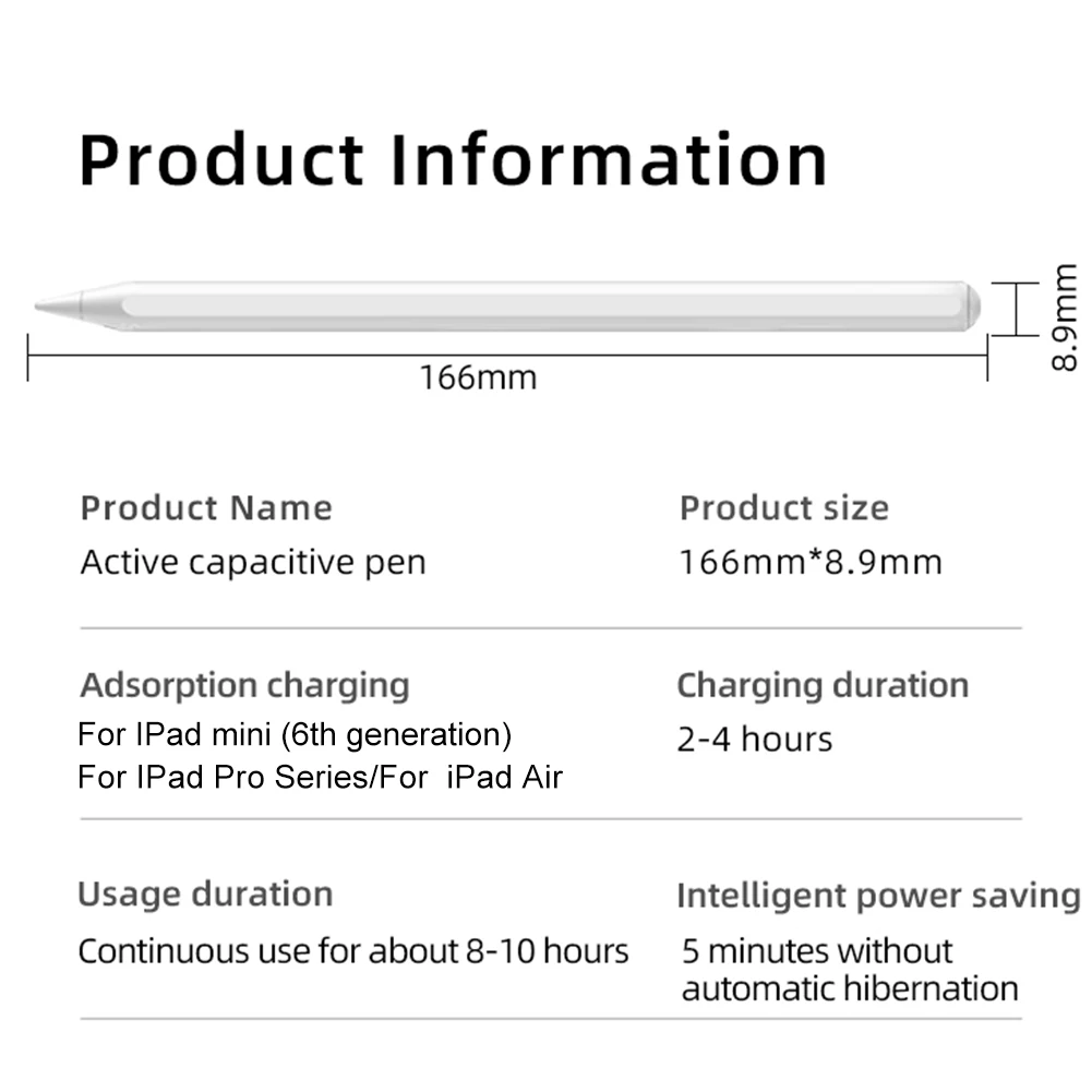 For Apple Pencil Stylus Pen for iPad 2018-2024 Tilt Sensitivity Tablet Touch Pen Palm Rejection Touch Pencil for iPad Mini 5/6th