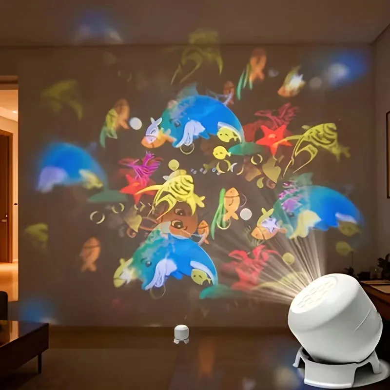 

LED Ocean Projector Light 360° Rotating Adjustable Brightness USB Atmosphere Lamp Holiday Night Light For Indoor Party Decor