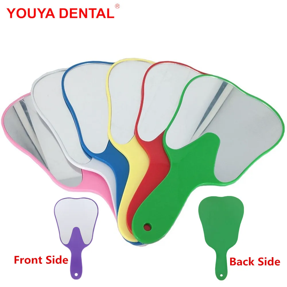 

PVC Unbreakable Hand Mirror With Handle Tooth Shape Mirrors Dental Mouth Examination Makeup Mirror Dentistry Accessories Gift