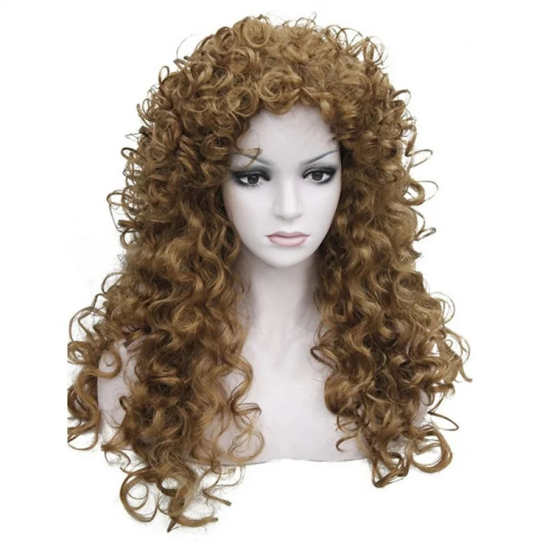 African , European and American style long curly for women, synthetic fiber full head wig