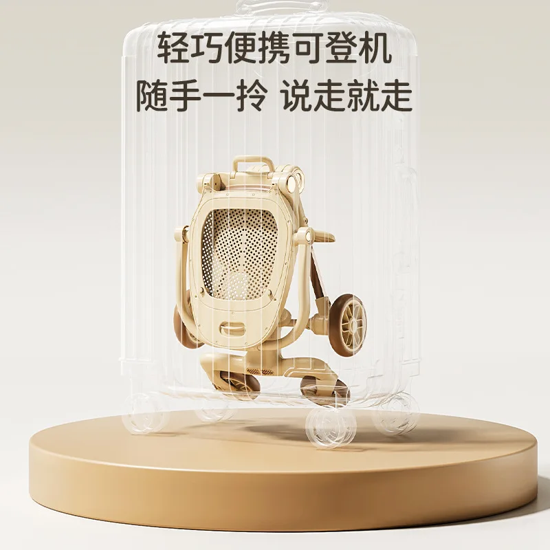 جهاز مشي للأطفال يمكن الجلوس أو الاستلقاء خفيف الوزن وقابل للطي في اتجاهين لعربة الأطفال ذات رؤية عالية بأربع عجلات #3