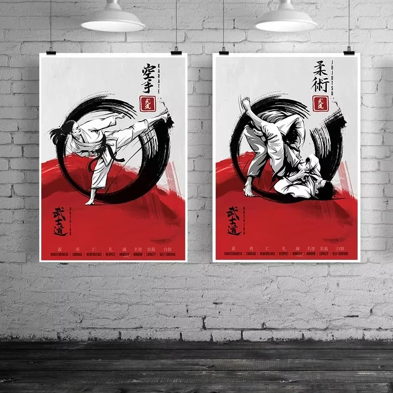 Japan Judo Canvas Painting Aikido Jiu Jitsu Judo Karate Poster Wall Pictures for Living Room Dojo Room Decor Gift Cuadros