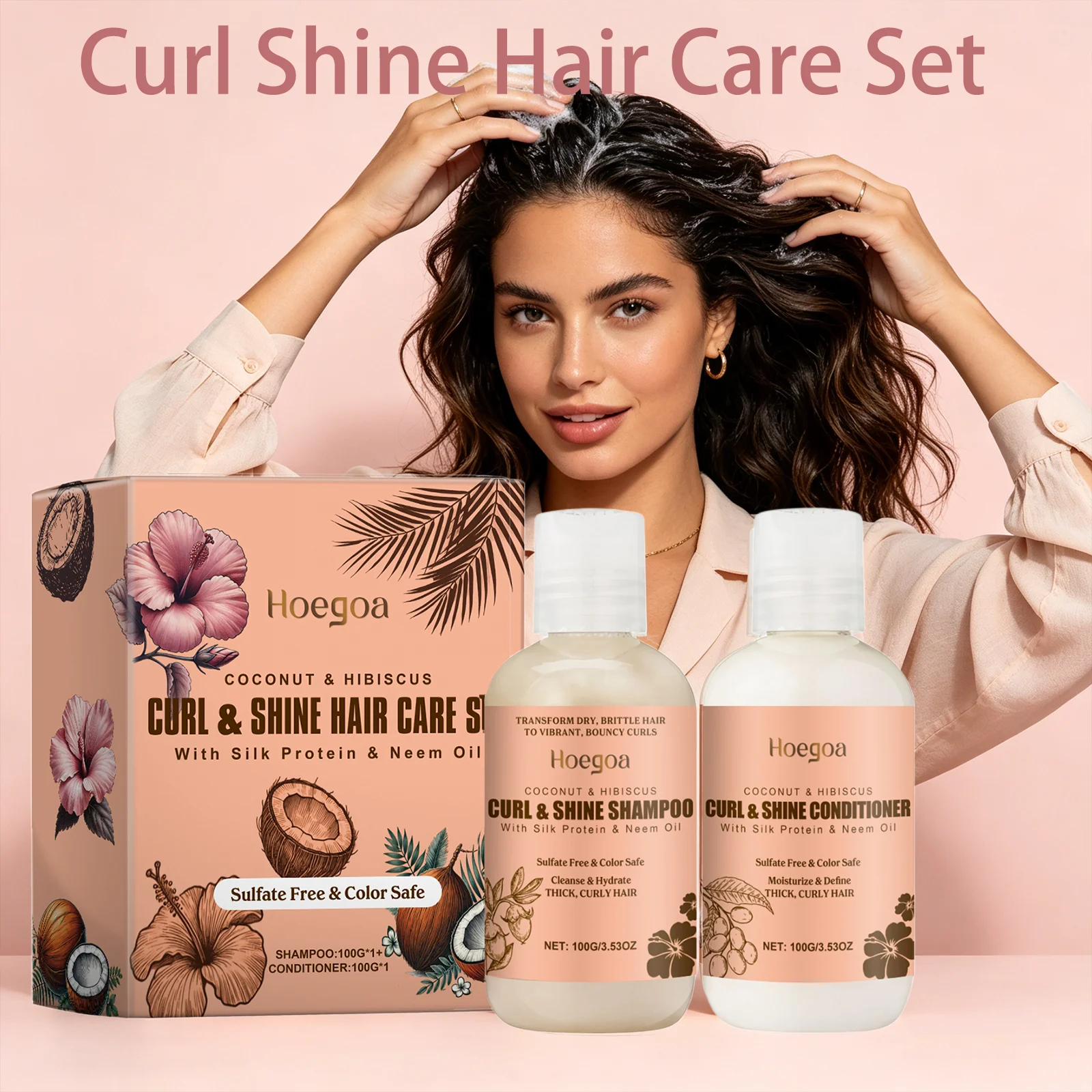 

Hoegoa Coconut Hair Care Set Hydrating Control Oil Remove Frizz Boost Curly Hair Elasticity Smooth Hair Daily Hair Care Kit