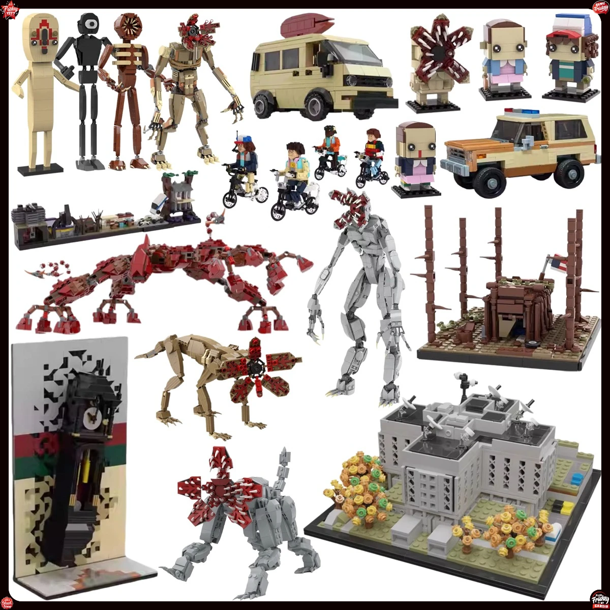 Horror-TV Vecna Uhr Kopfüber Weltansicht Skyline-Modell Fleischfressender Riesen-Teufel Demodog Baustein-Set Sammlerstück für Erwachsene Spielzeug Geschenk – Detail 1