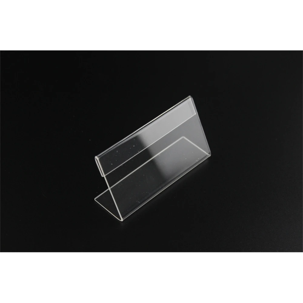 10*4cm 100 Pcs Clear Acrylic Sign Holder Price Tag Display Stand Table Name Card Stand Label Holder Price Tag Display Sleeve L image 2