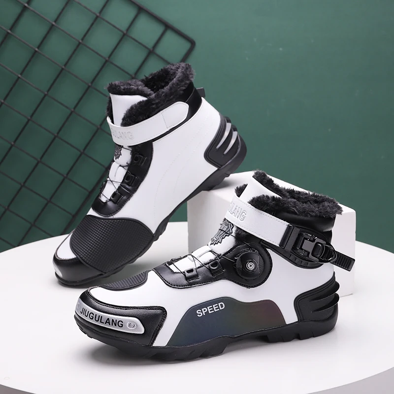 

professional protective riding boots men's motorcycles winter plush warm outdoor anti slip wear-resistant off-road riding shoes