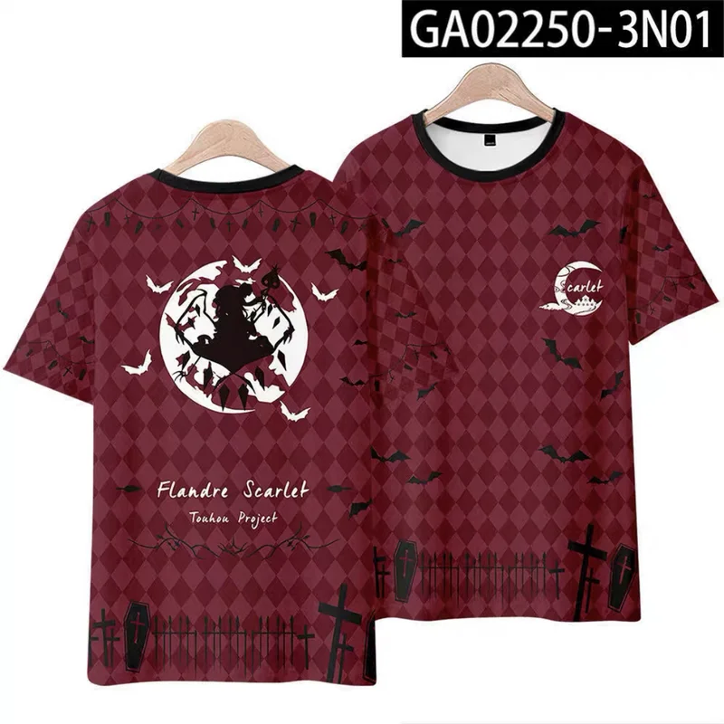 TouHou Project Flandre Scarlet 3D Printing T-shirt Summer Round Neck Short Sleeve Kimono Popular Game Anime Streetwear Plus Size