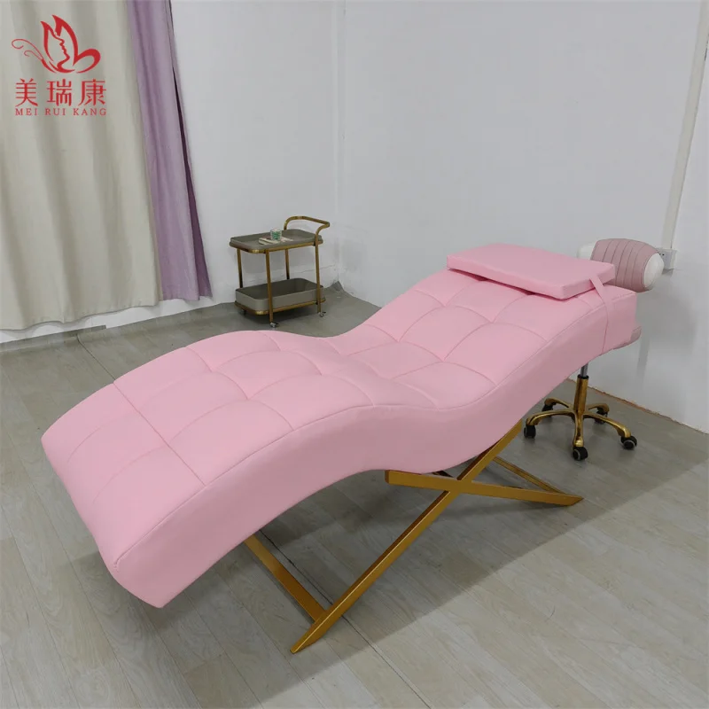 Custom.Luxury الوردي رمش لاش التجميل تمديد السرير الوردي منحني الحاجب Lashista كراسي صالون تجميل طاولة العناية الجمالية