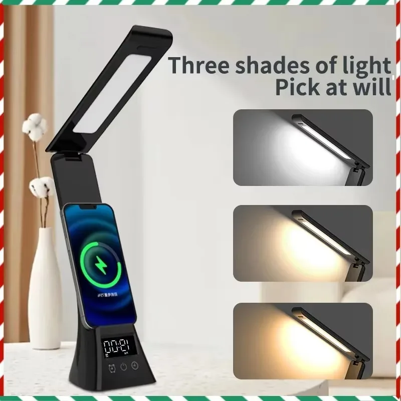 

Multifunction LED Folding Desk Lamp with Wireless Charging Dimmable Desktop Eye Protection Reading Study Office Bedside Lamp
