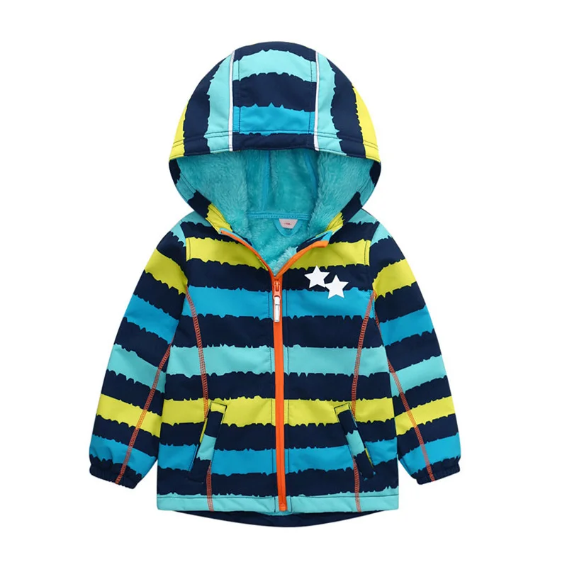 Boys Spring and Autumn Plush Jackets Windproof and Waterproof Outdoor Soft Shell Jackets