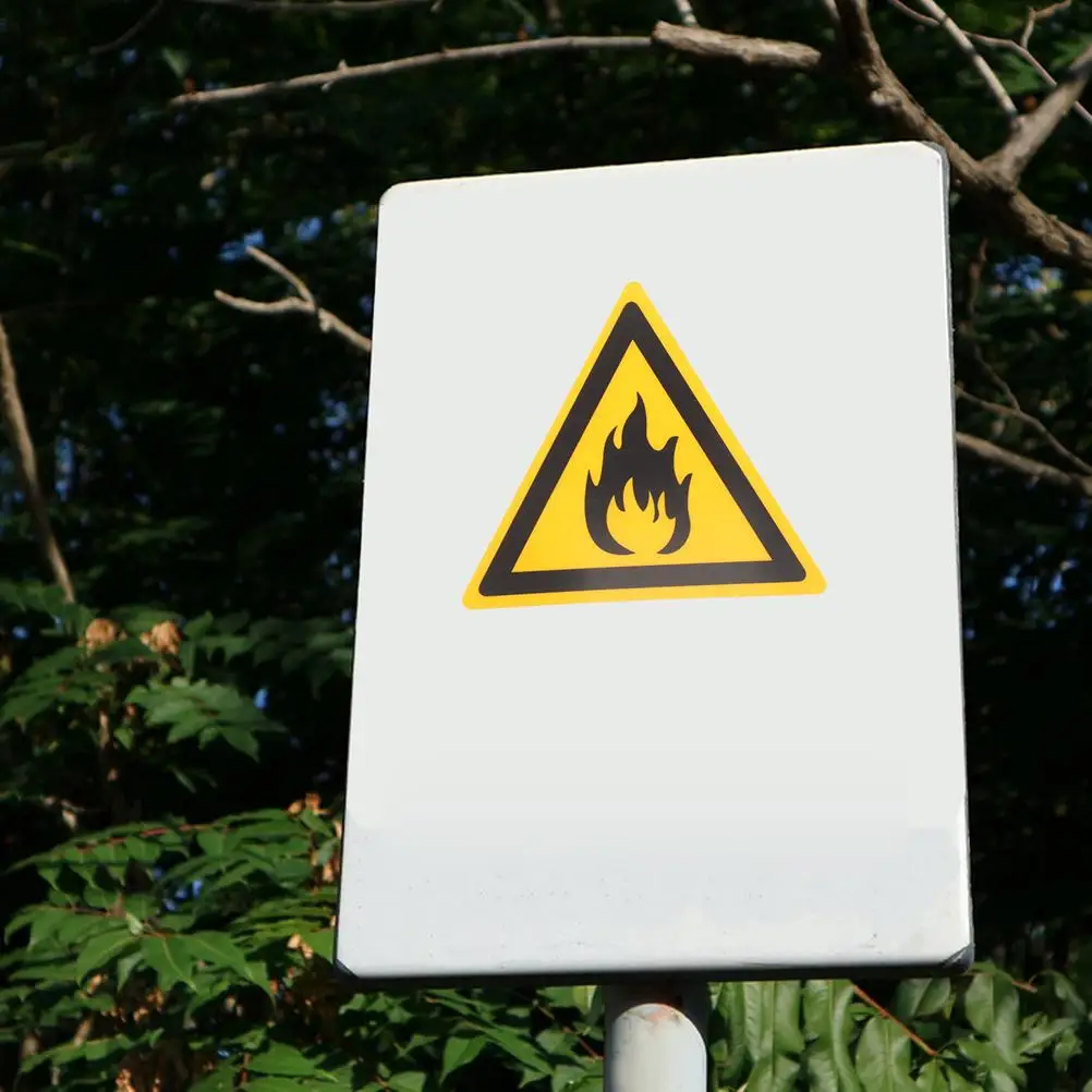 2pcs Fireproof Warning Labels Safety Hazard Decals Warning Information Label Traffic Signs