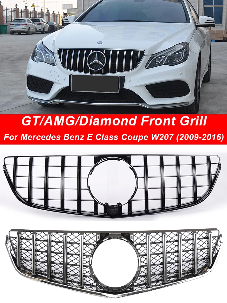 

Для Mercedes E Class Coupe W207 C207 GT Grill Diamond AMG Grill Facelift Решетка бампера 2009-2016 E200 E260 E300 Автомобильные аксессуары