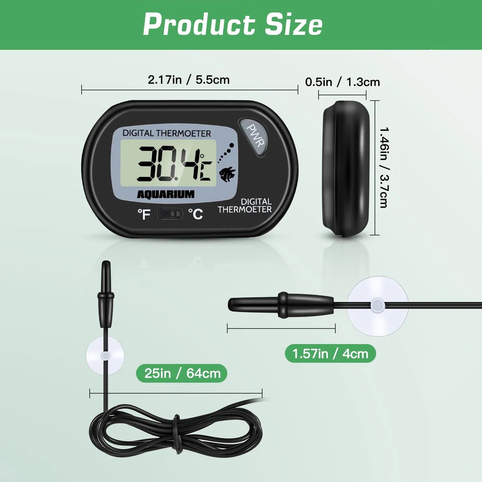 خزان الأسماك الحراري مع كوب الشفط ، مستشعر درجة الحرارة ، حوض السمك الرقمي ، كاشف درجة الحرارة المائية ، أداة قياس درجة الحرارة ، 2 ، 4 شاشة LCD #6