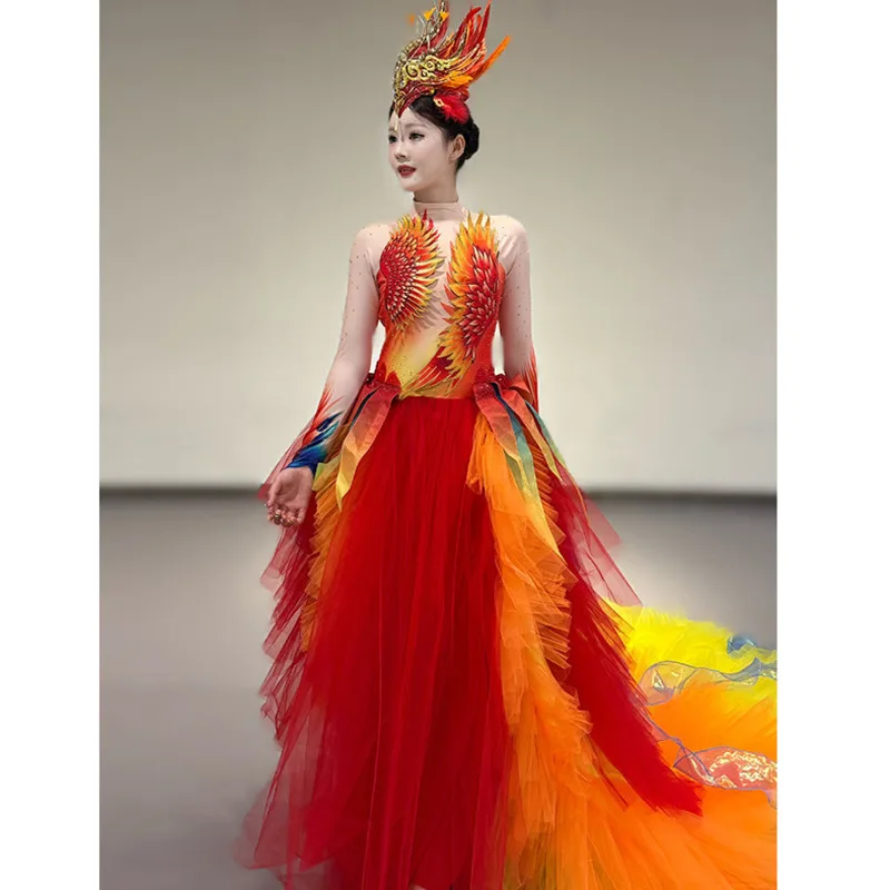 

Phoenix CCTV Spring Festival Gala Same Style Dance Skirt Rental Gradient Performance Costume Large Swing Skirt Female Elegant