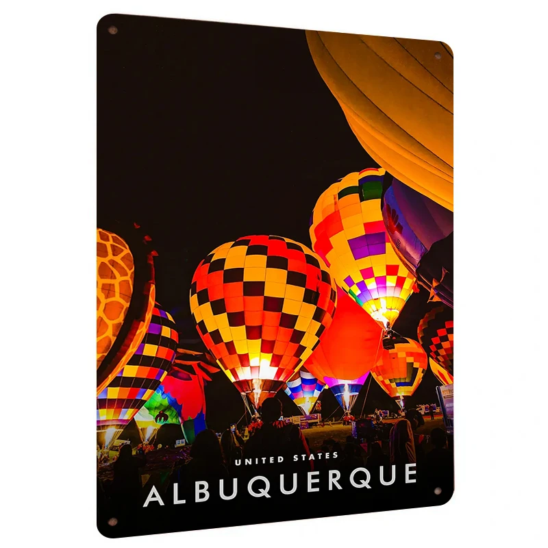 Albuquerque Hot Air Balloon Glow Custom Metal Wall Art Home Decor for Living Room Office