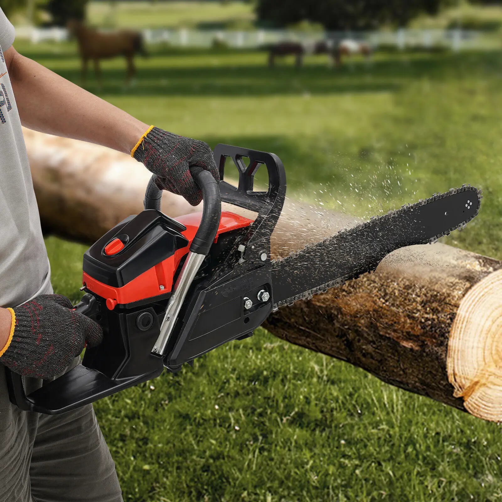 

2-Stroke 58cc Gas Chainsaw Gasoline Powered Chain Saw Engine Wood Cutting 4.4HP