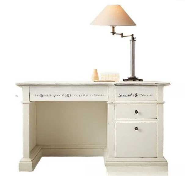 

American country solid wood desk, study retro old children's writing desk, student study table