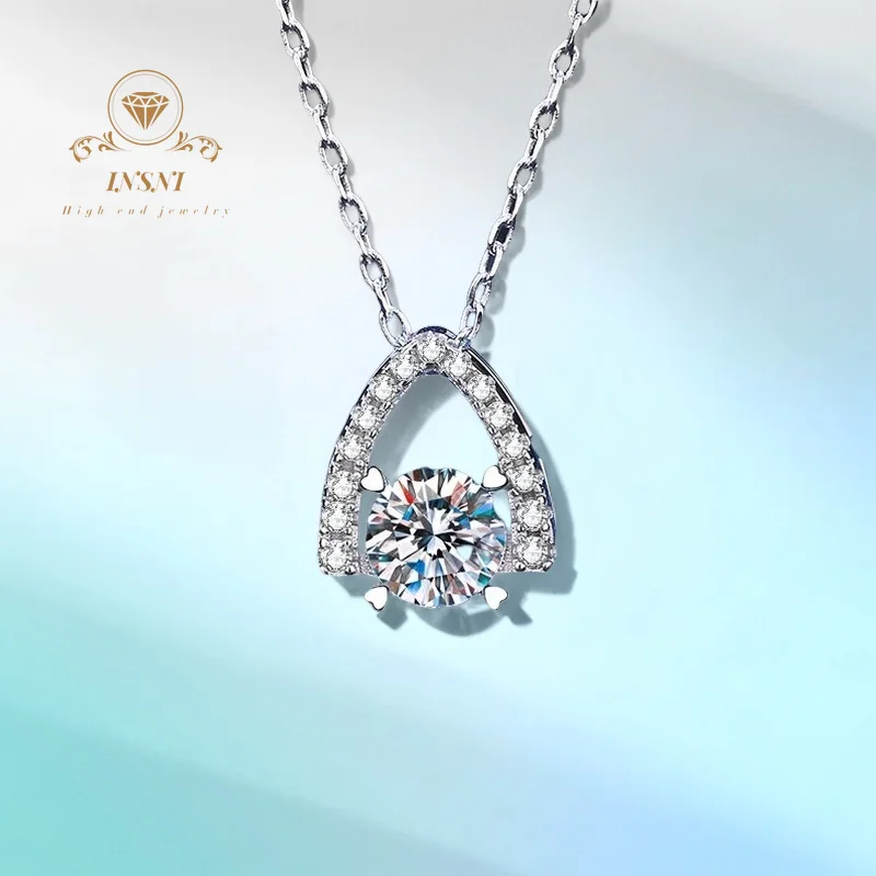 

S925 Серебряное платиновое покрытие Муассанит с наполнителем в виде сердца Железная башня Ожерелье для женщин Сертифицированное GBA Лидер продаж Бесплатная подарочная коробка