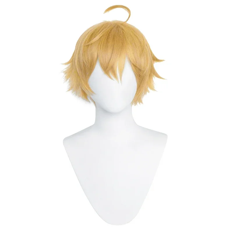 Genshin Impact Thoma Cosplay Wig Increased Volume Three-Dimensional Fluffy Design With Horn Yellow Wigs For Coser CMM221