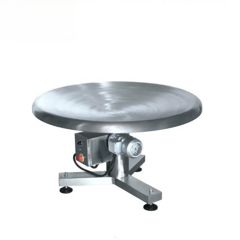 Stainless Steel Electric Heavy Duty Rotary Packaging Stacking Collection Table Packaging Line End Table