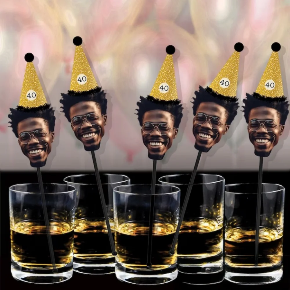 

Personalized Cocktail Drink Stirrer, Custom Face Photo, Adult Birthday Party Decoration Favor, 30th, 21st, 35th, 40th, 50th, 60