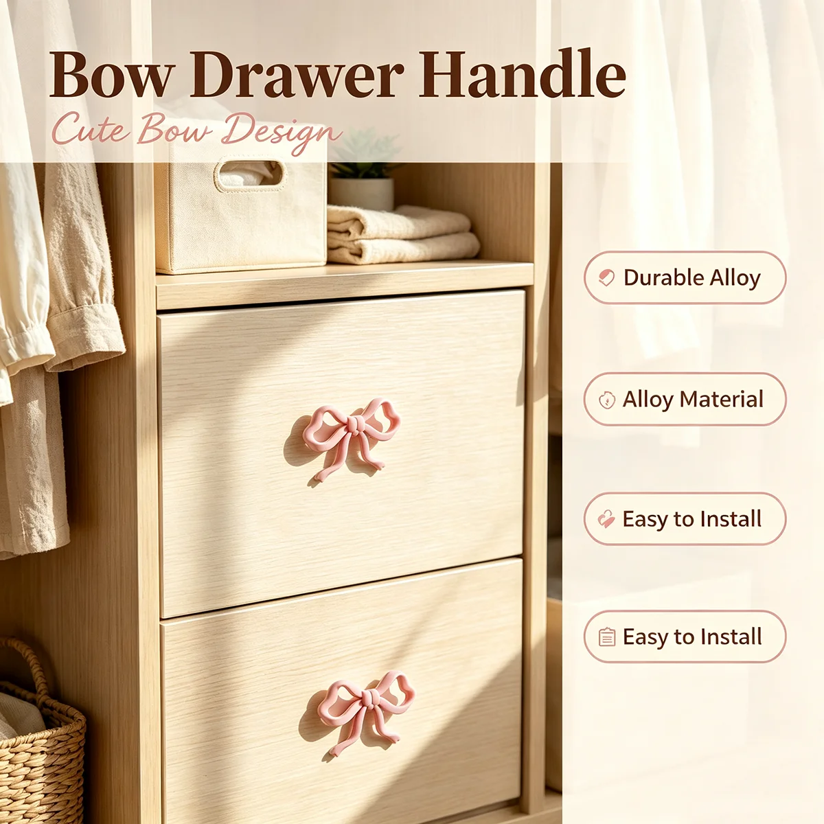 2/4Pcs Pink Bow Shape Drawer Knob Cabinet Handles Kitchen Cupboard Pulls Wardrobe Drawer Knobs Furniture Handle Hardware