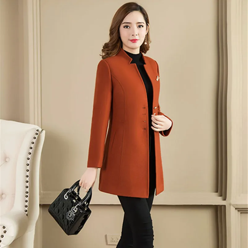 2024 New Elegant Womens Autumn Winter Jacket Korean Plus Size Outerwear Slim Woolen Coats Female Fashion Temperament Woolen Coat