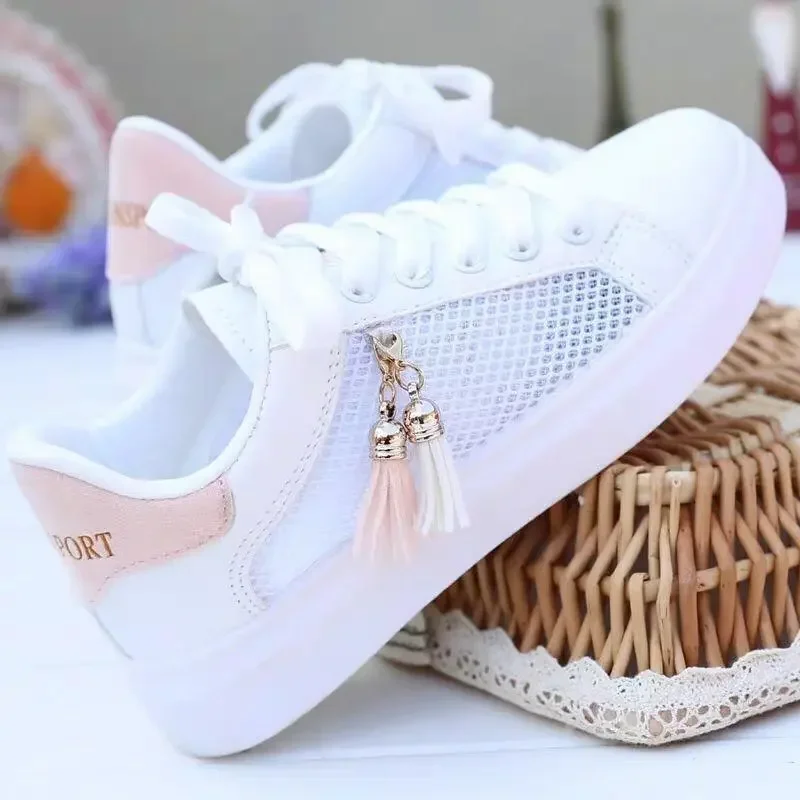 2024 New Women Sneaker Breathable Students Casual Shoes Sports for Girl Flat Mesh White Shoes Vulcanize Desginer