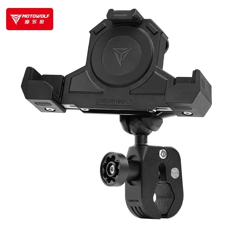 MOTOWOLF Houder Driehoeken Vaste houder Draadloos opladen Navigatiehouder Motorfiets Buiten Schokabsorberende mobiele telefoon
