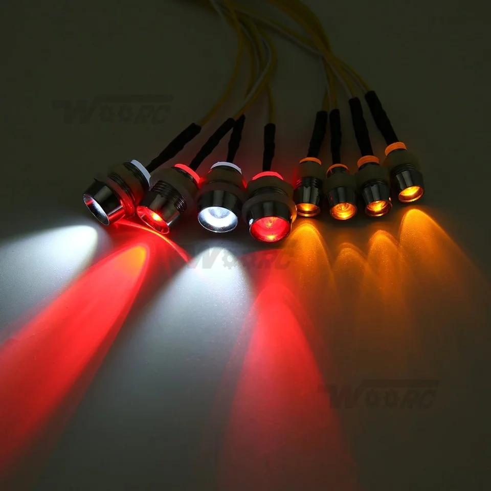 Lot De 4 LED Auto Pour Voiture RC Drift, éclairage Blanc/rouge, 5-11V, Câble 70cm, Accessoire Simulation Haute Performance
