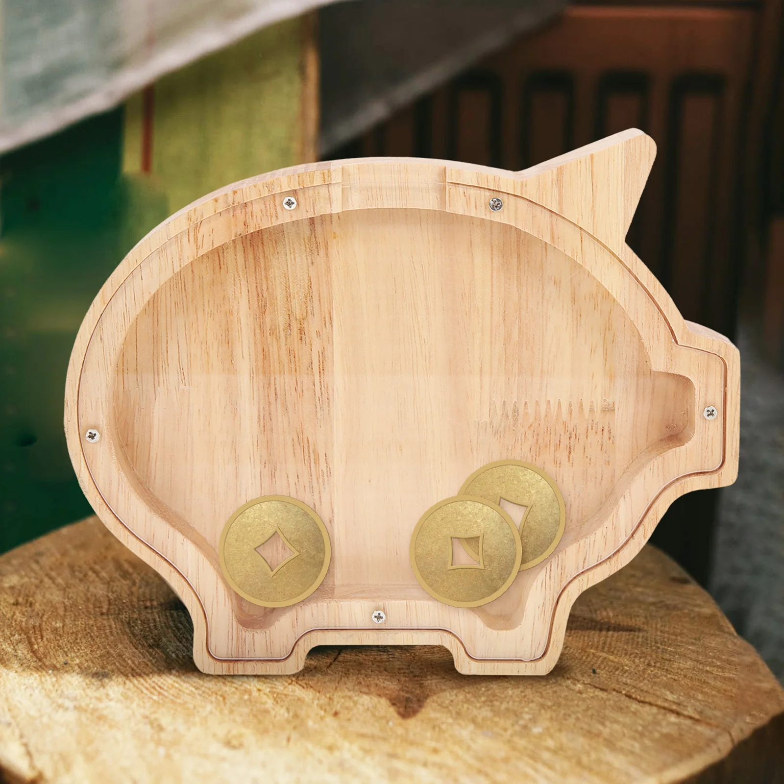 صندوق نقود خشبي على شكل حيوان مبتكر، تصميم ذو سعة كبيرة، هدية رائعة للأطفال، حصالة على شكل حيوان للبالغين