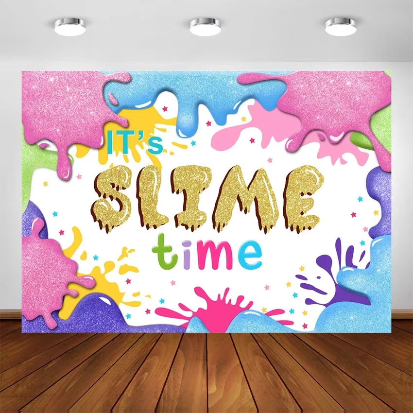 

Slime Theme Backdrop Glitter Slime Birthday Party Photography Background for Party Decoration Photo Studio Booth Props Banner