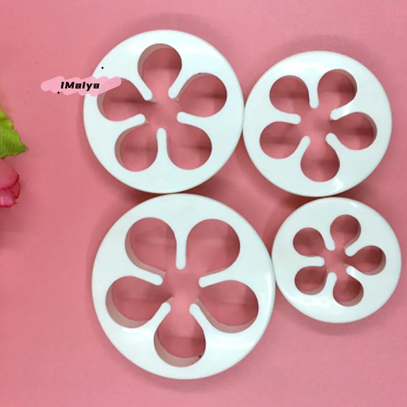 M-4pcs Flower Moulds DIY Plaster Work Clay Resin Art Soft Silicone Fondant Cake Mold Soap Ice Chocolate Decoration Baking Tool