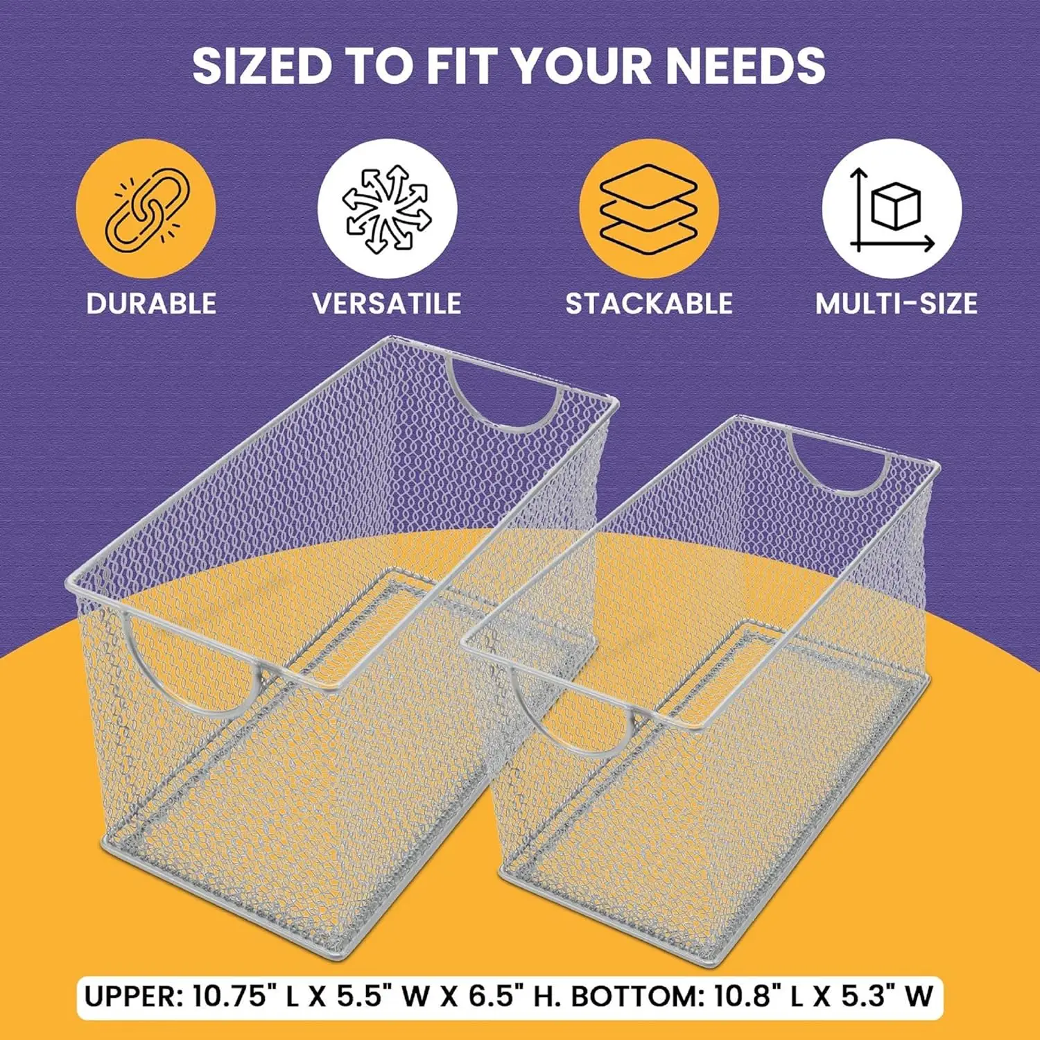 Caja de malla de almacenamiento, malla plateada, ideal para la escuela, suministros para el hogar o la oficina, libros, discos de ordenador y más