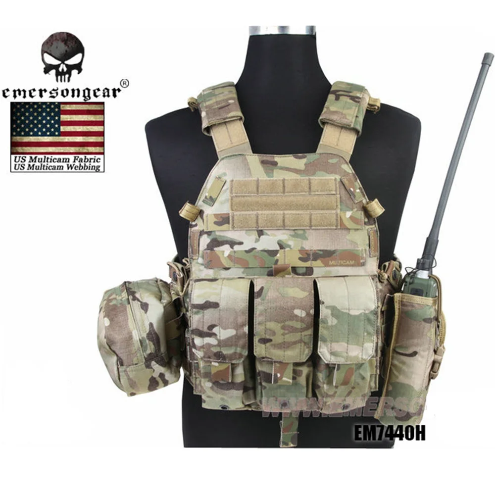 Emerson LBT 6094A Style Plate Carrier W/ 3 Pouch Tactical Vest Protective Gear Airsoft Hunting