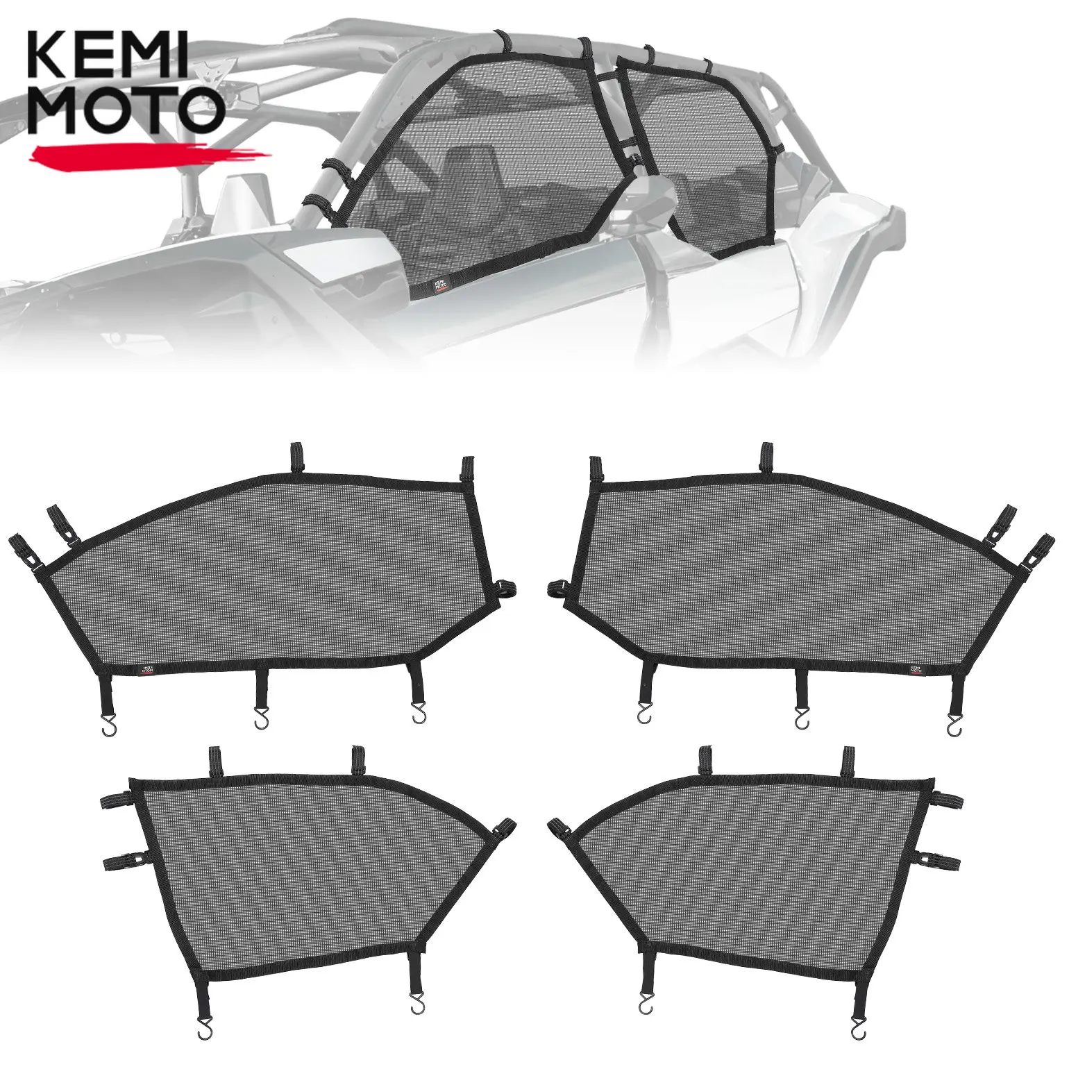 

KEMIMOTO UTV Summer Ventilation PVC Rubber Mesh Door Net Compatible with Can-Am Maverick X3 Max RS DS MR Turbo R RR 4 Doors