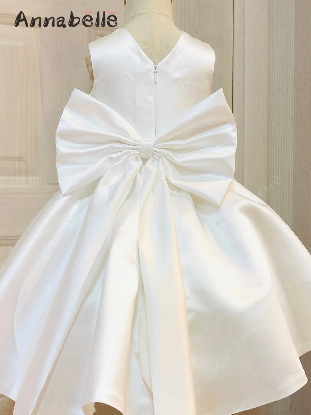 Annabelle-Robe à fleurs pour filles, simple, col rond, en fibre, élégante, pour fête de mariage, anniversaire, été