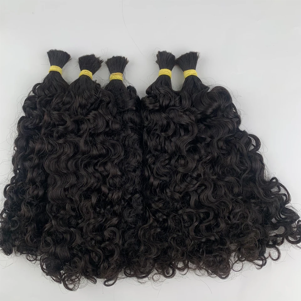 Italian Curly Bulk Human Hair Bundle No Weft for Braiding 100% Unprocessed Human Virgin Hair 12A Water Wave Wet Wavy Hair