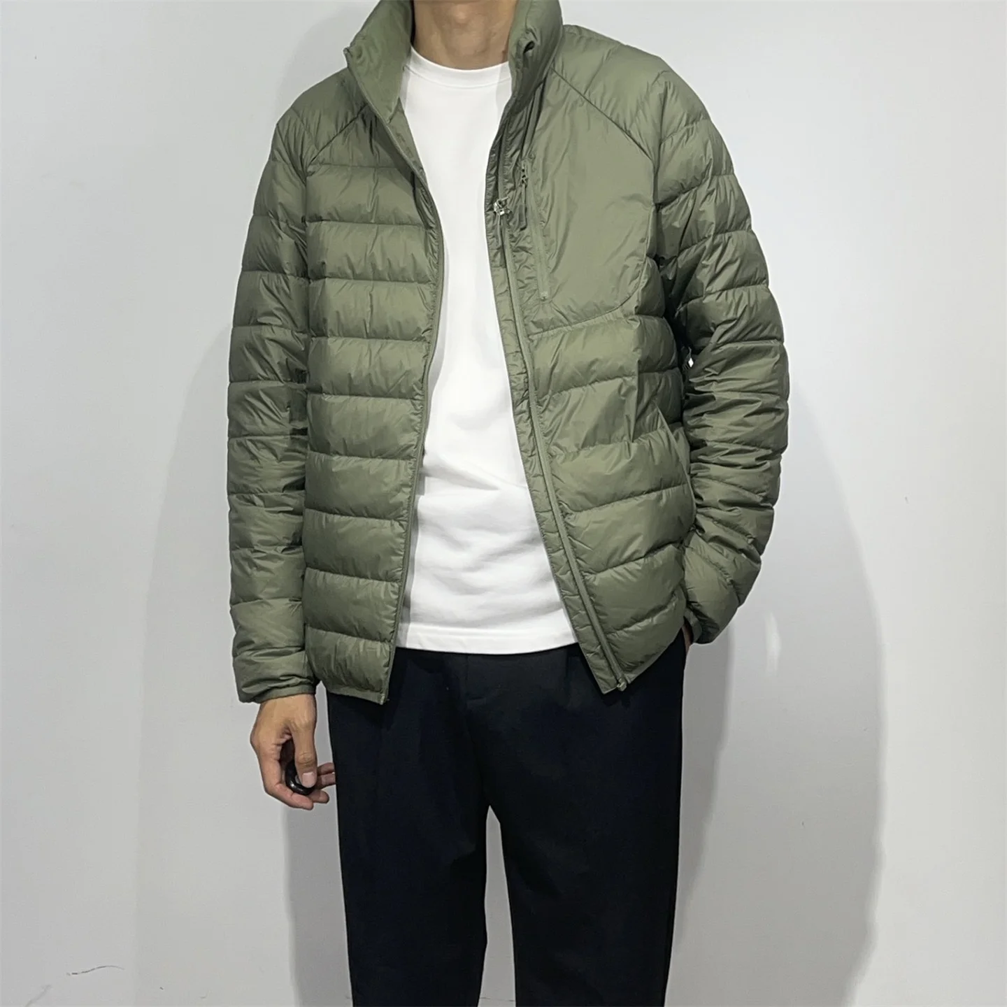 

Мужская легкая теплая куртка с 90% пуховым наполнителем, водонепроницаемая, с воротником-стойкой, модная городская уличная спортивная одежда